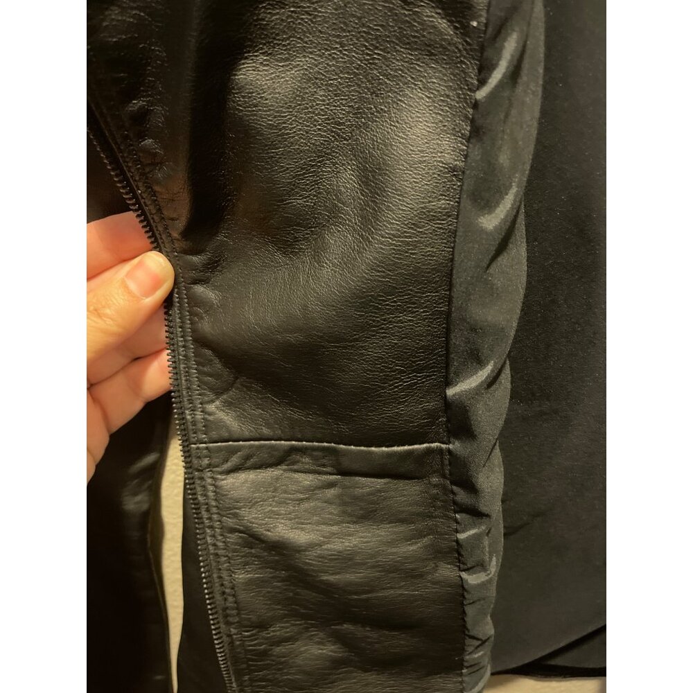 Authentic Vintage De Luxe Italian Black Leather Jacket Sz Women 44 M Zippers - Picture 12 of 12